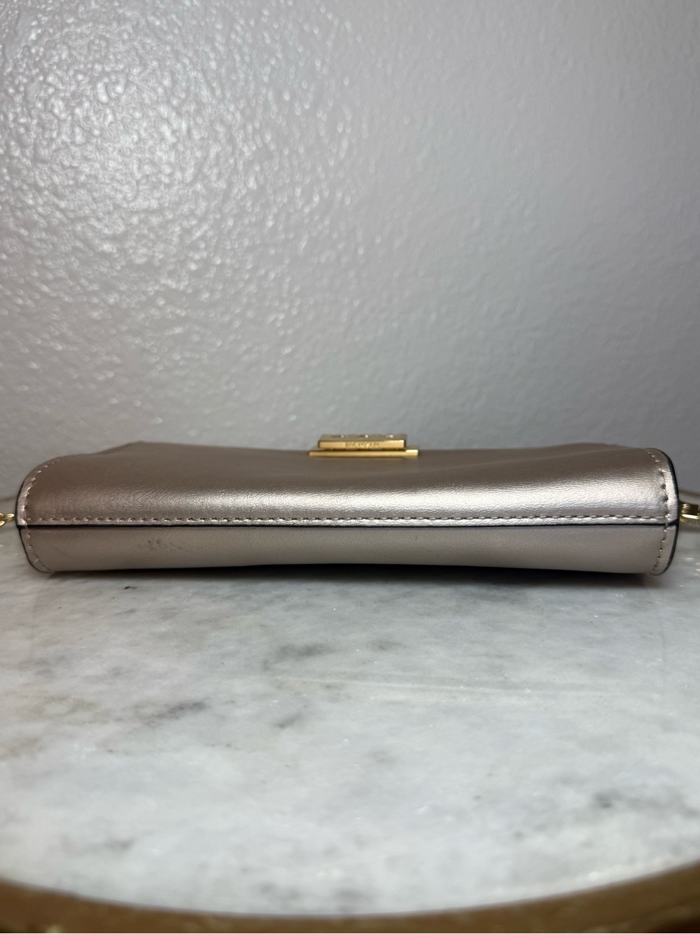 Zac Posen Metallic Champagne Gold Clutch with Gold Hardware - Picture 8 of 8